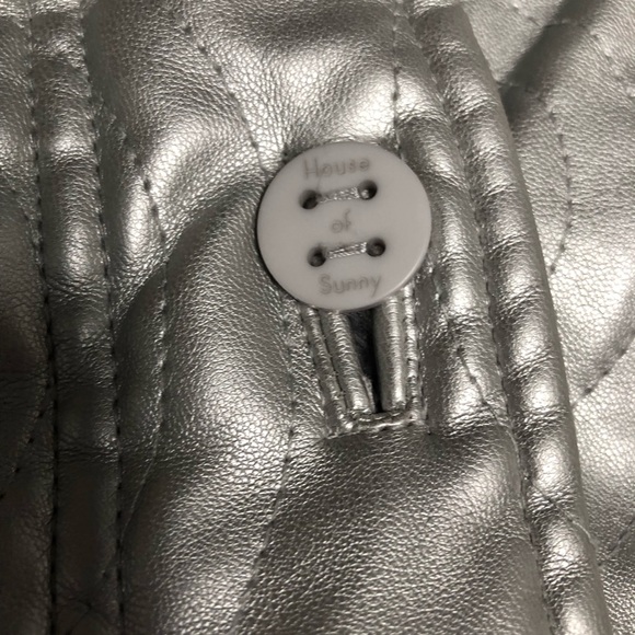 House Of Sunny The 60 Cosmo Chrome Coat Oversized Quilted Silver Sz US 8 (UK 12) - Picture 8 of 13